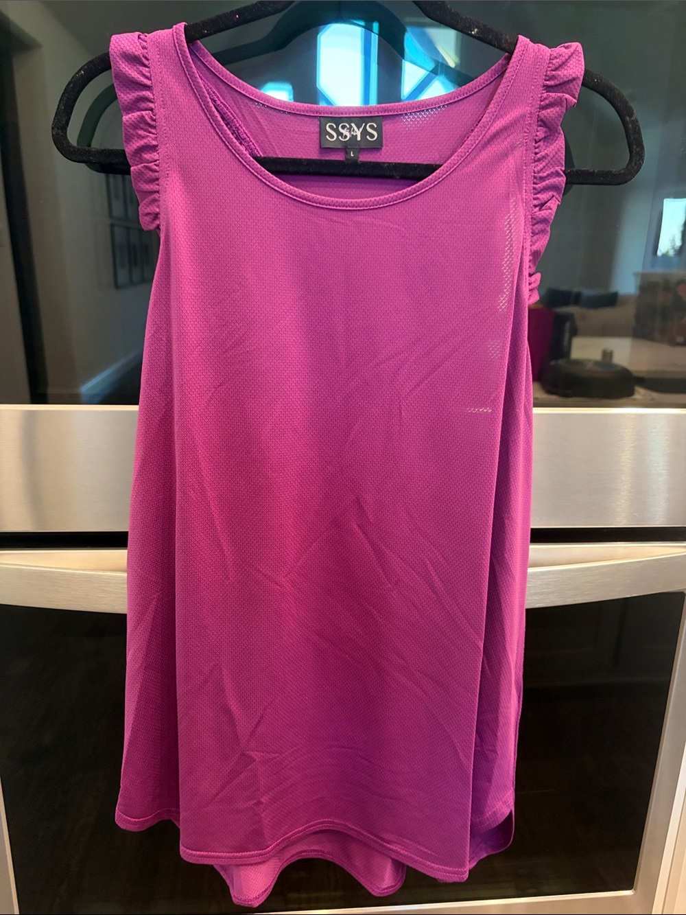 SSYS Women's Purple Ruffle Sleeve Tank Top